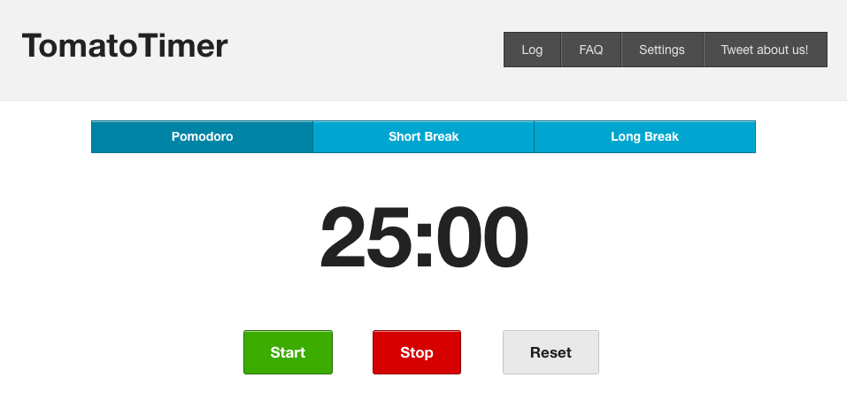 The tomato timer is so named for the Pomodoro Technique of working in sprints, typically around 25 minutes in length.